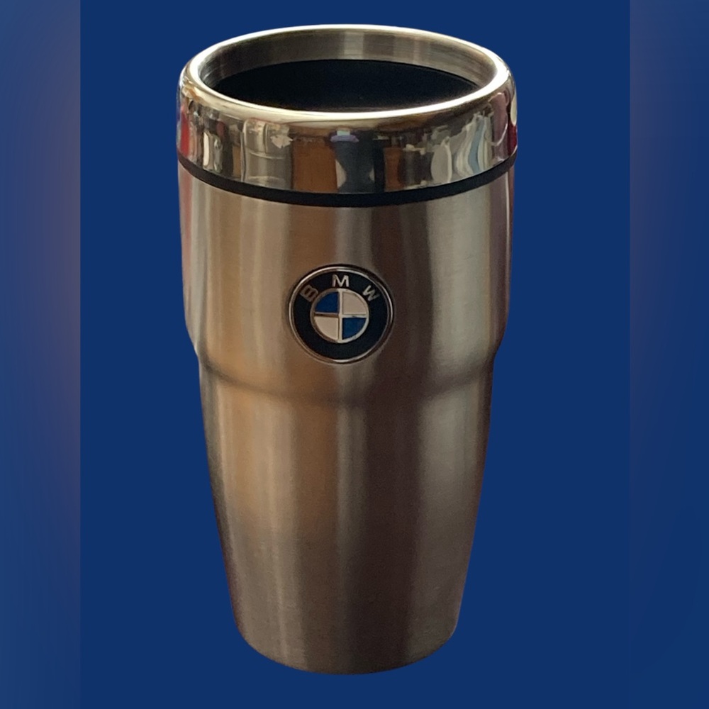EUC BMW ROUNDEL TRAVEL MUG - 12 OZ - BMW silver